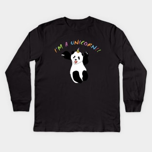 Panda Unicorn Kids Long Sleeve T-Shirt